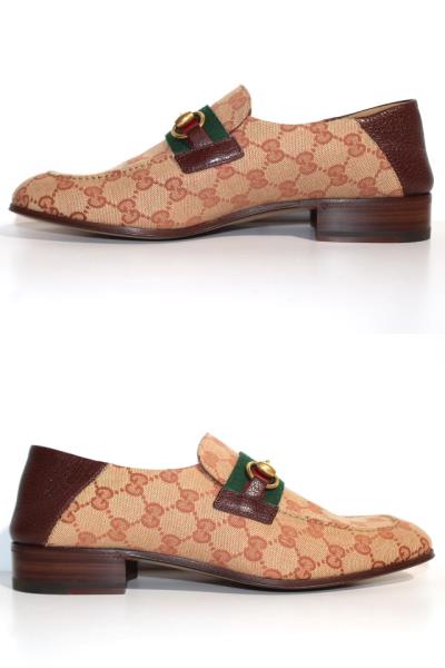 Gucci グッチ 革靴 ローファー メンズ8ハーフ 約27 5cm ベージュ ブラウン ファブリック 0 の購入なら 質 の大黒屋 公式