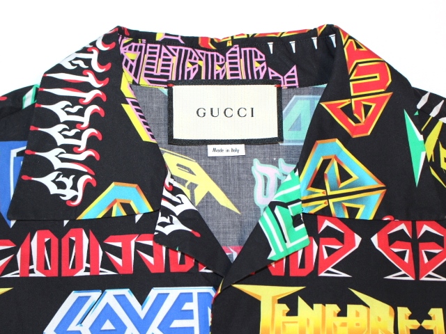 Gucci グッチ シャツ メンズ52 マルチロゴプリント ブラック コットン 0 の購入なら 質 の大黒屋 公式