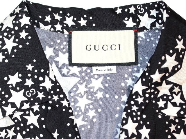 Gucci グッチ スター プリント シルク オーバーサイズ ボウリングシャツ メンズ42 星柄 ブラック シルク 0 の購入なら 質 の大黒屋 公式