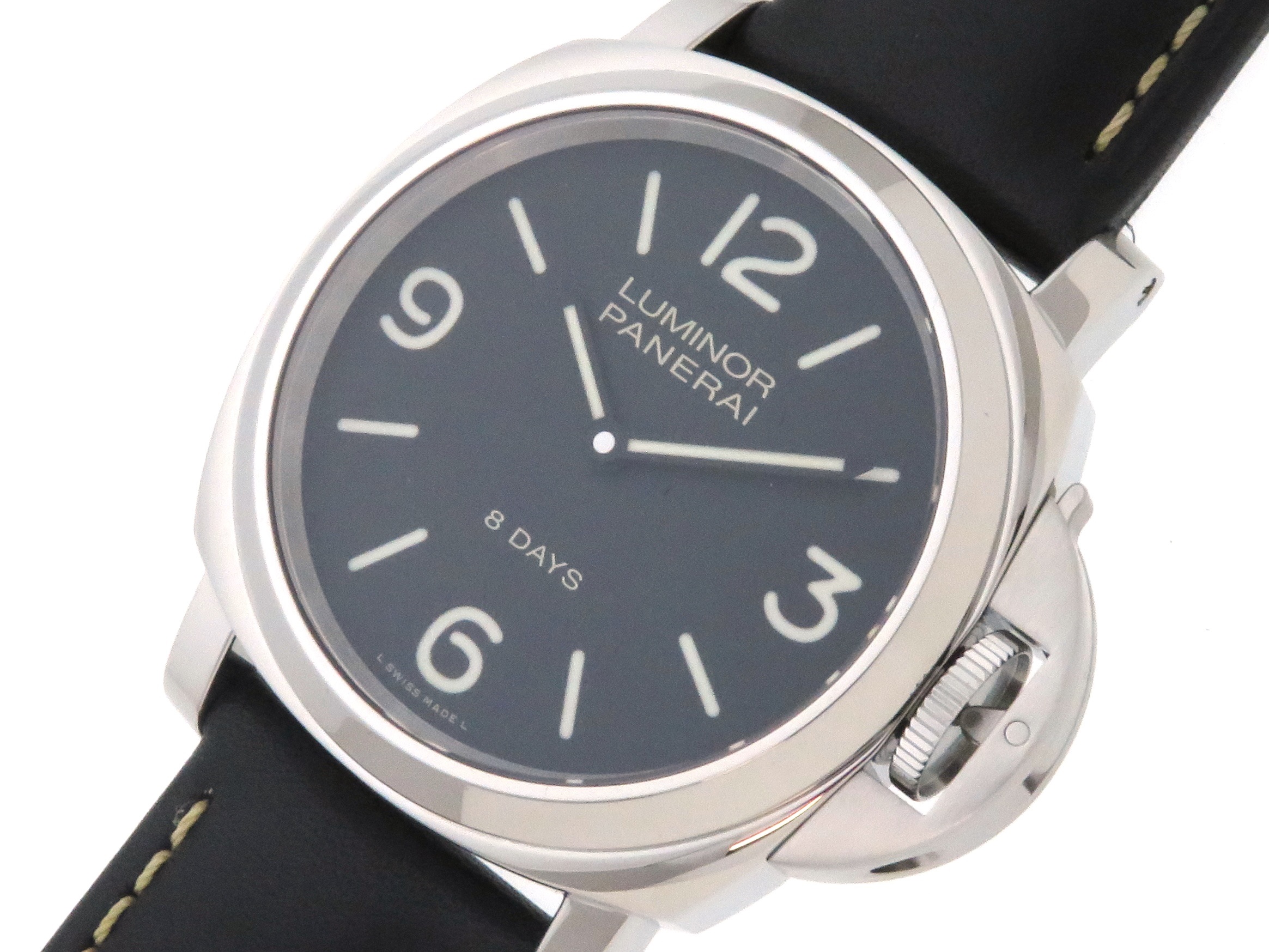 Panerai パネライ ルミノール ベース 8days アッチャイオ Pam 19年12月並行 Ss 革ベルト 尾錠 ブラック文字盤 メンズ 手巻き 300m防水 436 の購入なら 質 の大黒屋 公式