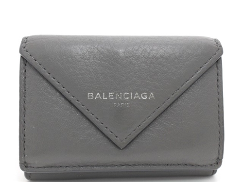 Balenciaga バレンシアガ ペーパーミニウォレット 三つ折り財布 ミニ財布 グレー レザー 433 の購入なら 質 の大黒屋 公式