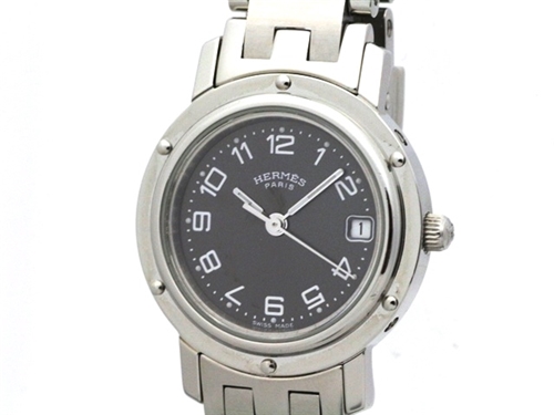 Hermes エルメス クリッパー Cl4 210 ステンレス グレー文字盤 女性用クオーツ時計 473 の購入なら 質 の大黒屋 公式