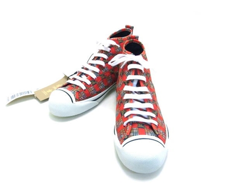 Burberry バーバリー ハイカットスニーカー キャンバス スニーカー アカ ベージュ メンズ41 0 の購入なら 質 の大黒屋 公式