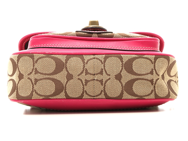 Coach コーチ シグネチャーショルダーポーチ ベージュ ピンク キャンバス レザー 5 の購入なら 質 の大黒屋 公式