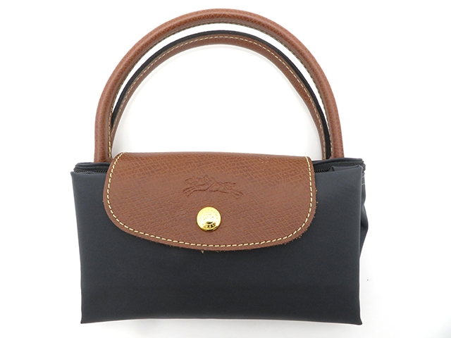 Longchamp ロンシャン トートバッグ ルプリアージュs グレー ブラウン ナイロン カーフ 430