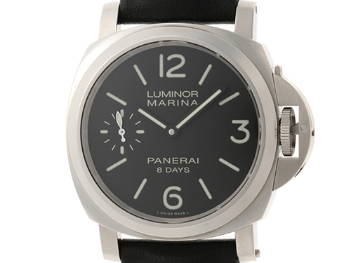PANERAI パネライ 時計 ルミノール マリーナ 手巻き時計 ルミノール マリーナ8DAYS SS×革 ステンレス×革ベルト ブラック文字盤 PAM00510 300M防水 YS【460】