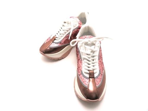 Jimmy Choo ジミーチュウ スニーカー ピンク ホワイト ラメ カーフ 35 432 の購入なら 質 の大黒屋 公式