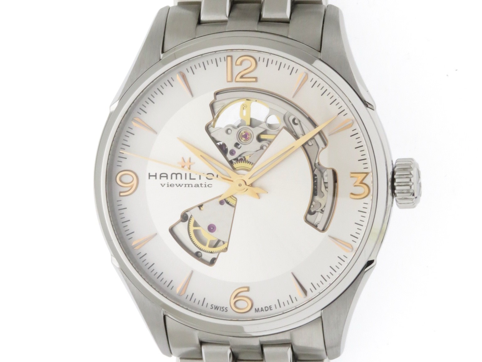 Hamilton ハミルトン 時計 ジャズマスター ビューマチック オープンハート H 自動巻き シルバー文字盤 Ss 男性用時計 430 の購入なら 質 の大黒屋 公式