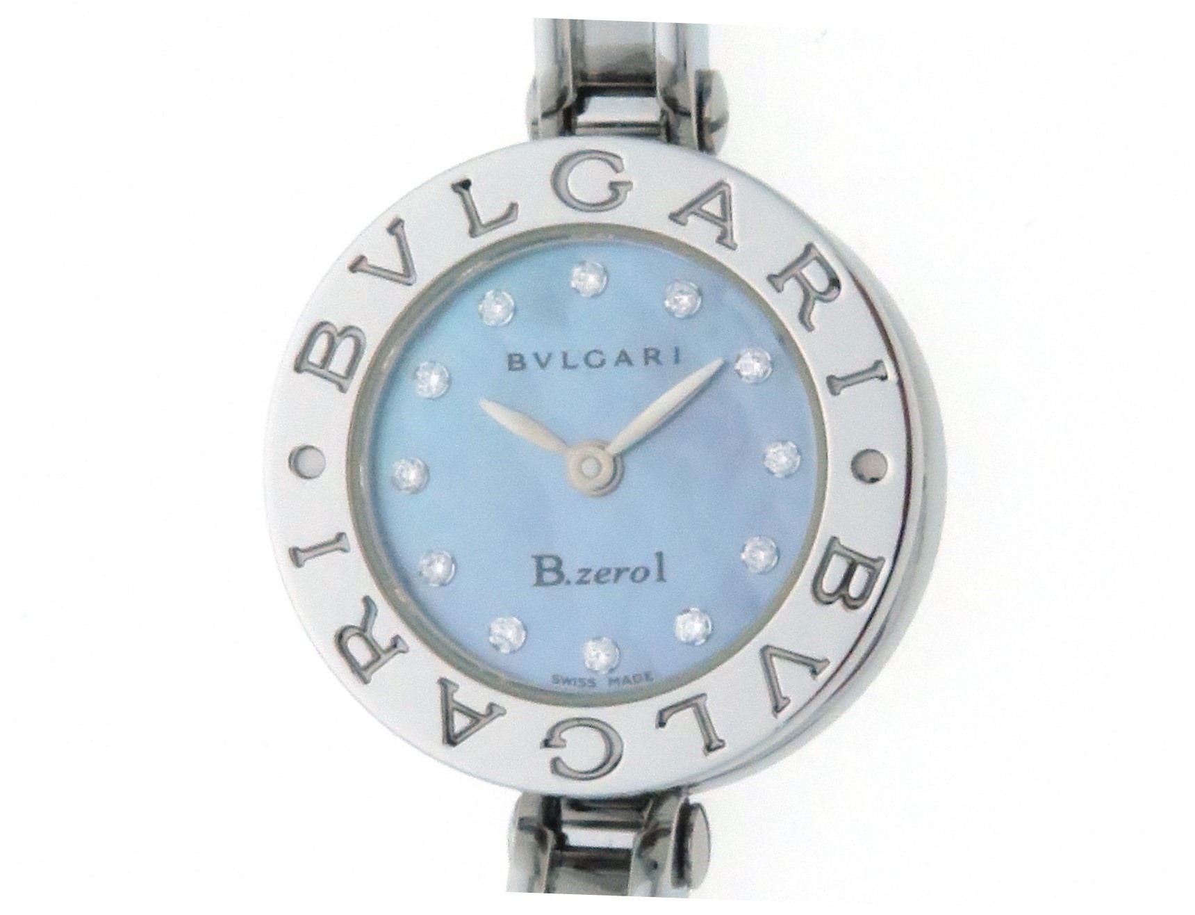 BVLGARI ブルガリ B-zero1 SS 2007年5月正規 ブルーシェル12Pダイヤ文字盤 レディース クオーツ 【431】の購入なら