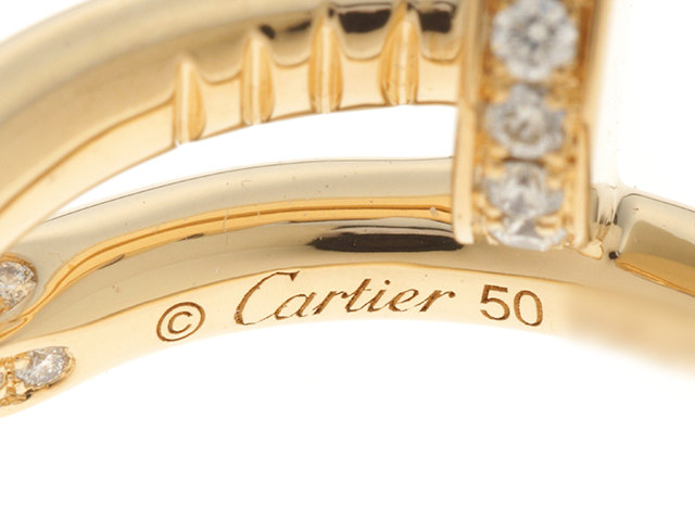 Cartier　カルティエ　ジュストアンクル　イエローゴールド　ダイヤモンド　リング　YG　D　7.3g　50号　 箱・ギャラ付き【430】2120400053548