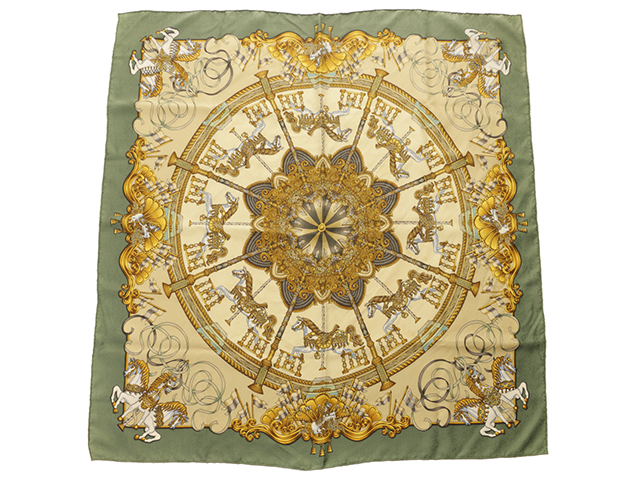 美品 エルメス ツイリー ペガサスの源泉 La Source de Pegase シルク  