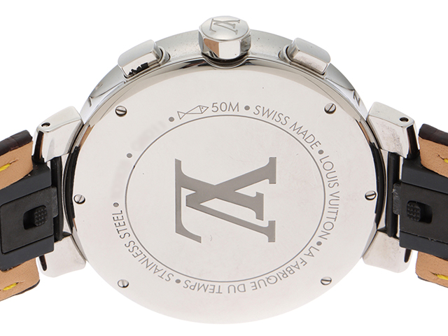Louis Vuitton ルイヴィトン 時計 タンブールムーンスターｇｍタンブールクロノグラフ Q8d11 クオーツ カレンダー機能 ブラック文字盤 Ss 革 男性用時計 430 の購入なら 質 の大黒屋 公式