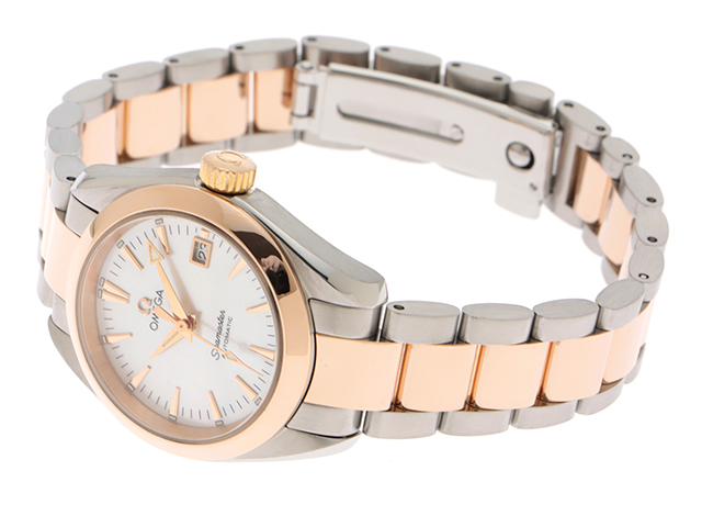 Omega オメガ シーマスター アクアテラ 2373 70 シェル文字盤 レディース 自動巻き ピンクゴールド ステンレス Pg Ss 430 の購入なら 質 の大黒屋 公式