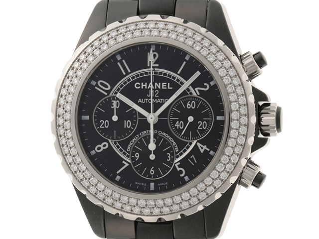 Chanel シャネル J12 クロノグラフ ダイヤモンドベゼル H1009 ブラック文字盤 Ce Ss ブラックセラミック ステンレス 自動巻き 日付表示 メンズウォッチ 時計 4 の購入なら 質 の大黒屋 公式