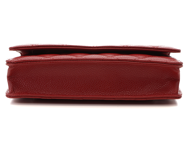 Chanel シャネル チェーンウォレット チェーンバッグ マトラッセ キャビアスキン レッド シルバー金具 Ap0250 474