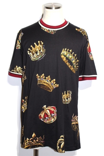 Dolce Gabbana ドルチェ ガッバーナ ドルガバ Tシャツ メンズ 54 ブラック マルチカラー 王冠 クラウン 432 の購入なら 質 の大黒屋 公式