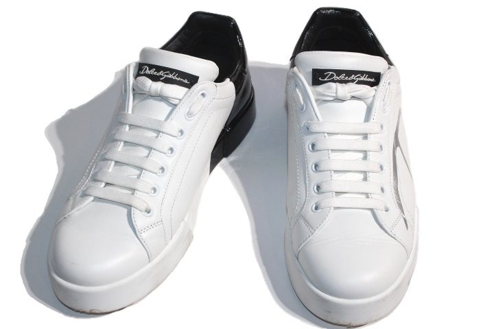 Dolce Gabbana ドルチェ ガッバーナ スニーカー ポルトフィーノ メンズ6 ホワイト ブラック レザー エナメル 432 の購入なら 質 の大黒屋 公式