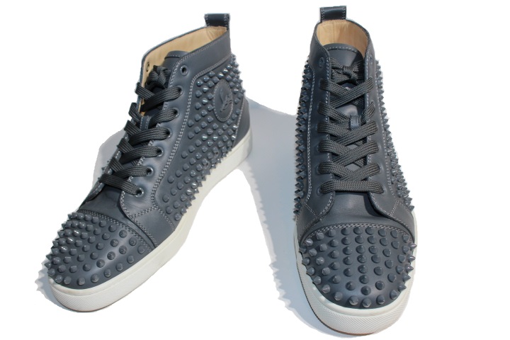 Christian Louboutin クリスチャンルブタン Louis Spikes ハイカットスニーカー メンズ43 グレー レザー スタッズ 432 の購入なら 質 の大黒屋 公式