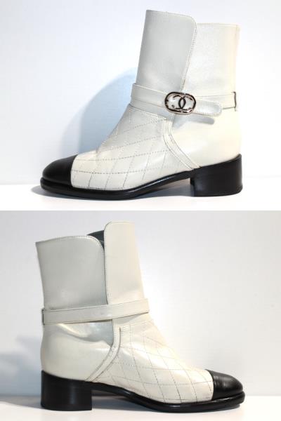 Chanel シャネル ショートブーツ レディース34ハーフ ホワイト レザー ココマーク G 432 の購入なら 質 の大黒屋 公式