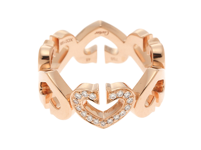 Cartier カルティエ リング 指輪 Cハートリング ピンクゴールド ダイヤモンド 6.6g 48号【430】2148103215032