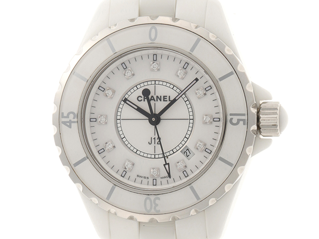 Chanel シャネル J12 レディース 12ポイントダイヤモンド ホワイトセラミック クオーツ H1628 474