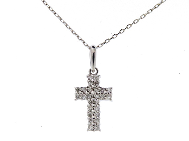 Jewelry ノンブランド ホワイトゴールド ダイヤモンド クロス ネックレス K18wg D0 10 1 3g 430 の購入なら 質 の大黒屋 公式