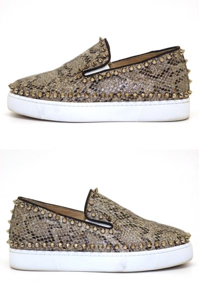 Christian Louboutin クリスチャンルブタン スニーカー レディース37 ジャパン レザー グリッター スタッズ 432 の購入なら 質 の大黒屋 公式
