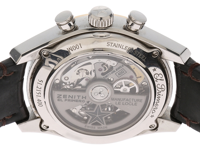 Zenith 時計 ゼニス クロノマスター エルプリメロ フルオープン 51 2151 400 メンズ 自動巻き ピンクゴールド ステンレス Pg Ss 革 472 の購入なら 質 の大黒屋 公式