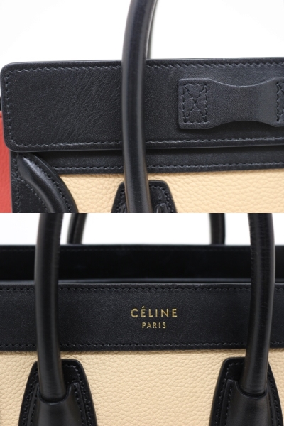 CELINE セリーヌ バッグ ラゲージ ナノショッパー ハンドバッグ ショルダーバッグ トリコロール ベージュ レッド ブラック レザー 168243 【200】 image number 9