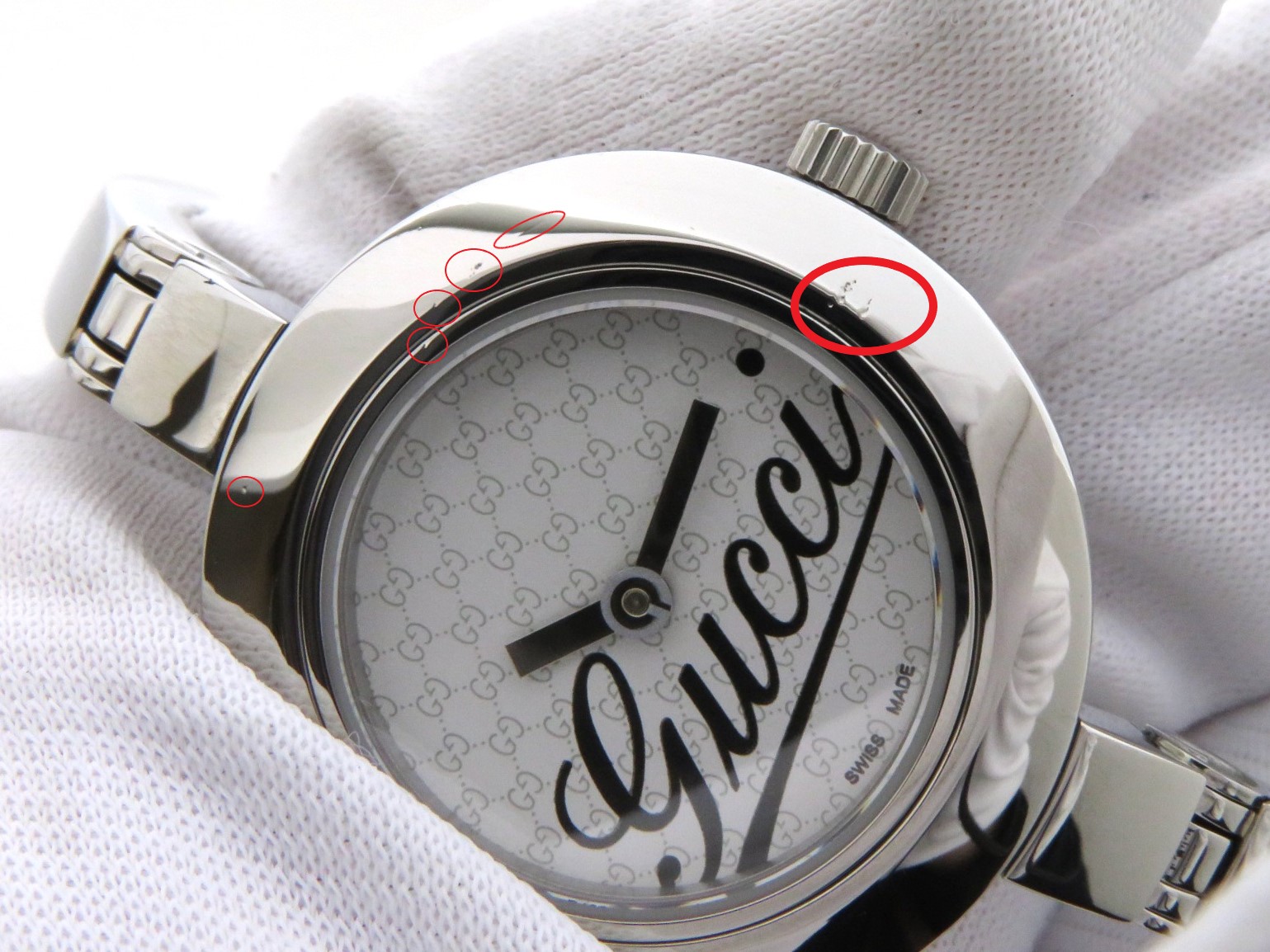 Gucci 時計 グッチ 105 クオーツ シルバー文字盤 ステンレススチールss レディース 430 の購入なら 質 の大黒屋 公式