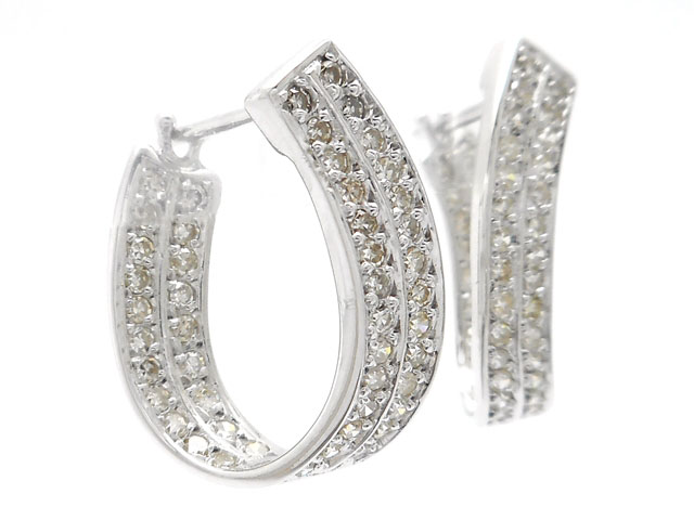 JEWELRY ノンブランドジュエリー 貴金属・宝石 ピアス ダイヤピアス K14WG ホワイトゴールド ダイヤ D0.50ct 0.50ct 4.4g (2143200383844) 【200】 image number 2