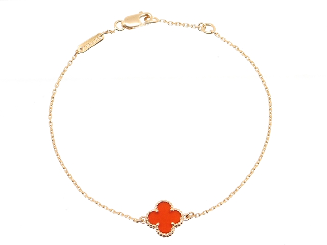Van Cleef Arpels ヴァンクリーフ アーペル スウィートアルハンブラ ブレスレット Pg ピンクゴールド カーネリアン 1 8g 旧型 0 の購入なら 質 の大黒屋 公式