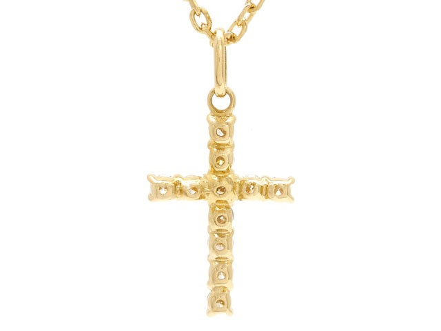 JEWELRY ノンブランドジュエリー 貴金属・宝石 ネックレス K18YG イエローゴールド ダイヤモンド D0.3 3.1g 十字架 クロスモチーフ(2143200383714)【200】 image number 1