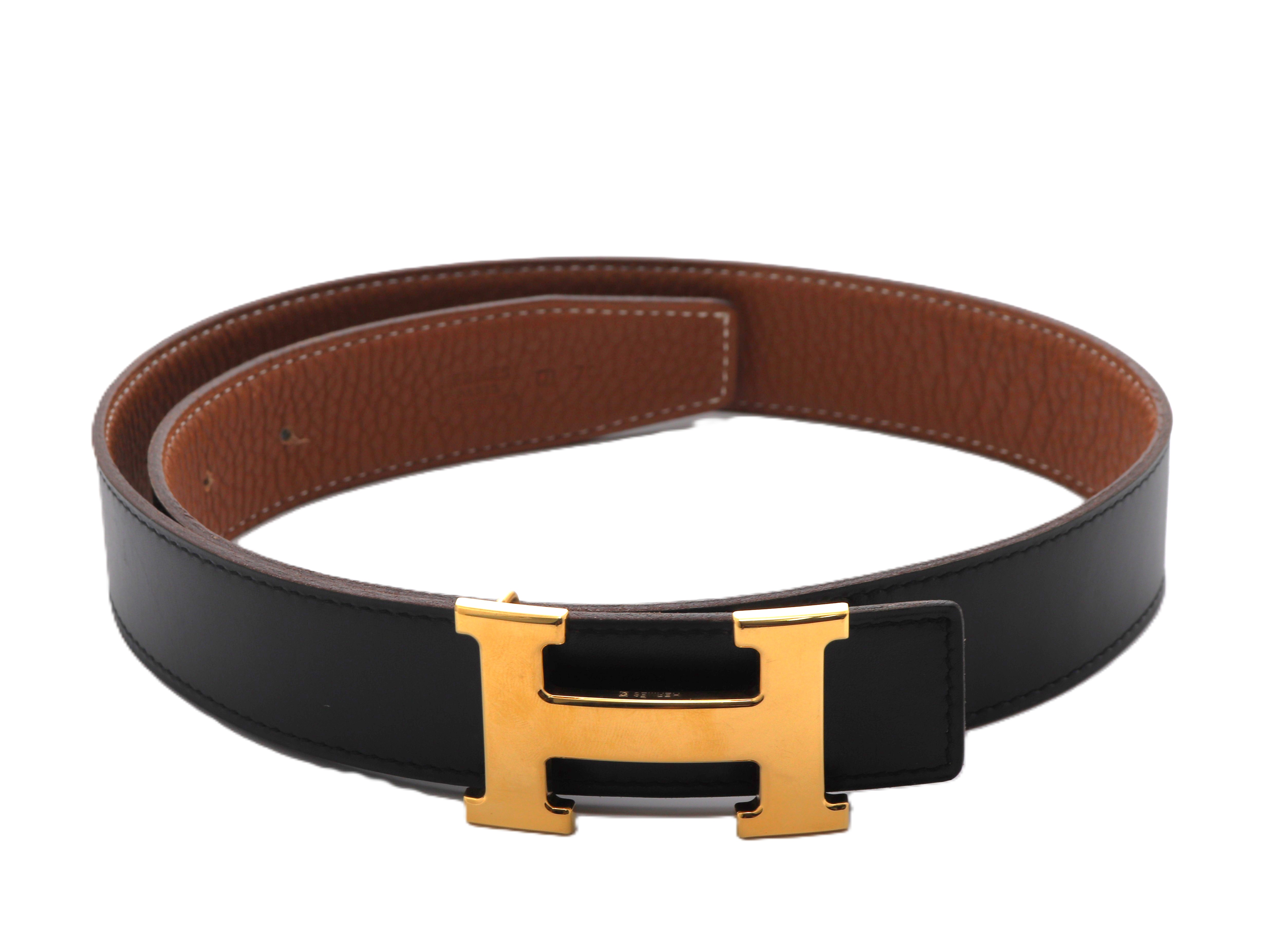 【お値下げ中】【美品】エルメス　ベルト HERMES】エルメス ベルト ボックスカーフ 黒 〇Z刻印 レディース