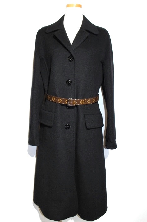 Louis Vuitton ルイ ヴィトン Lv ロングコート レディース38 ブラック ウール Lvロゴ 0 の購入なら 質 の大黒屋 公式