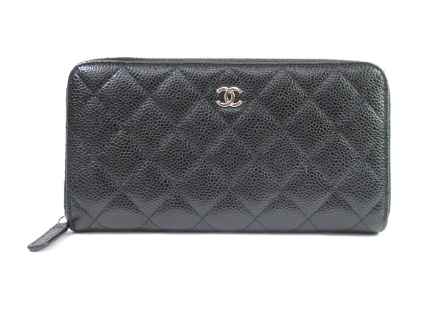 Chanel シャネル サイフ 小物 クラシックロングジップウォレット ラウンドファスナー 長財布 ﾌﾞﾗｯｸ Sv キャビアスキン 413 の購入なら 質 の大黒屋 公式