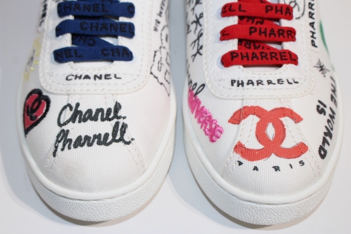 Chanel シャネル Pharrel ファレルコラボ スニーカー Gx レディース36 約22 5cm ホワイト キャンバス ペイント 刺繍 19年春夏 0 の購入なら 質 の大黒屋 公式