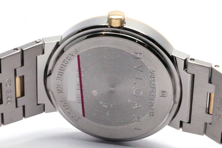 Bvlgari ブルガリ 時計 メンズ クオーツ 33sg ブラック文字盤 ステンレス イエローゴールド Hk 472