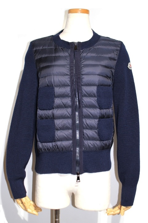 Moncler モンクレール ダウン ダウンカーディガン レディースs ナイロン ウール ネイビー 18年 0 の購入なら 質 の大黒屋 公式