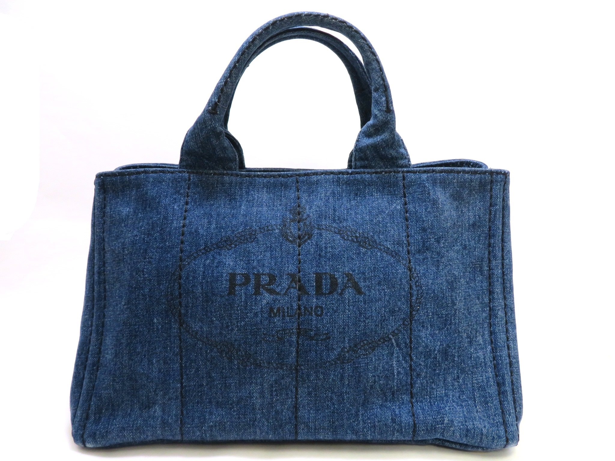 大人気☆ PRADA プラダ カナパ トートバッグ デニム アイボリー