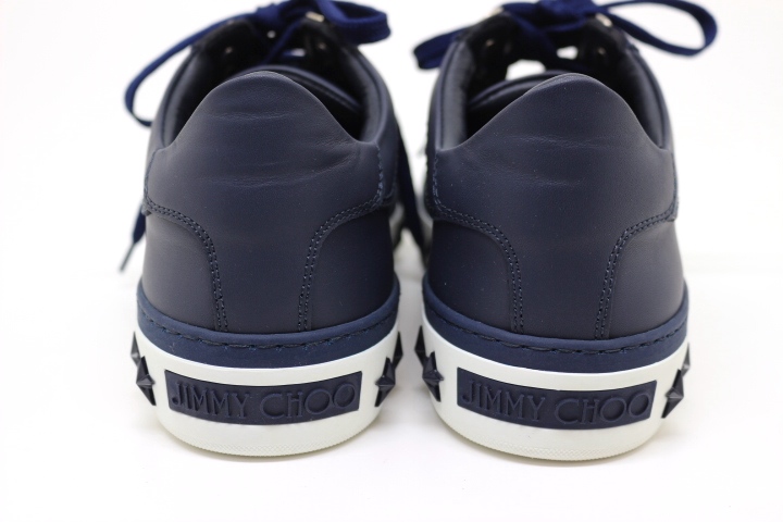 Jimmy Choo ジミーチュウ スニーカー メンズ40 約25cm ネイビー レザー スタッズ A 0