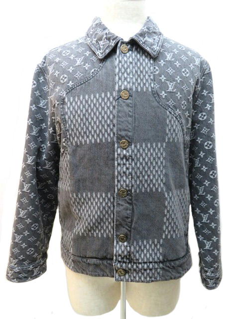 Louis Vuitton Nigo ジャイアント ダミエ ウェーブス モノグラム デニム ジャケット メンズ 48 グレー コットン 432 の購入なら 質 の大黒屋 公式