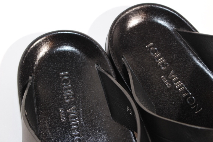 Louis Vuitton ルイヴィトン サンダル メンズ7 約26cm ブラック レザー 16年 0 の購入なら 質 の大黒屋 公式