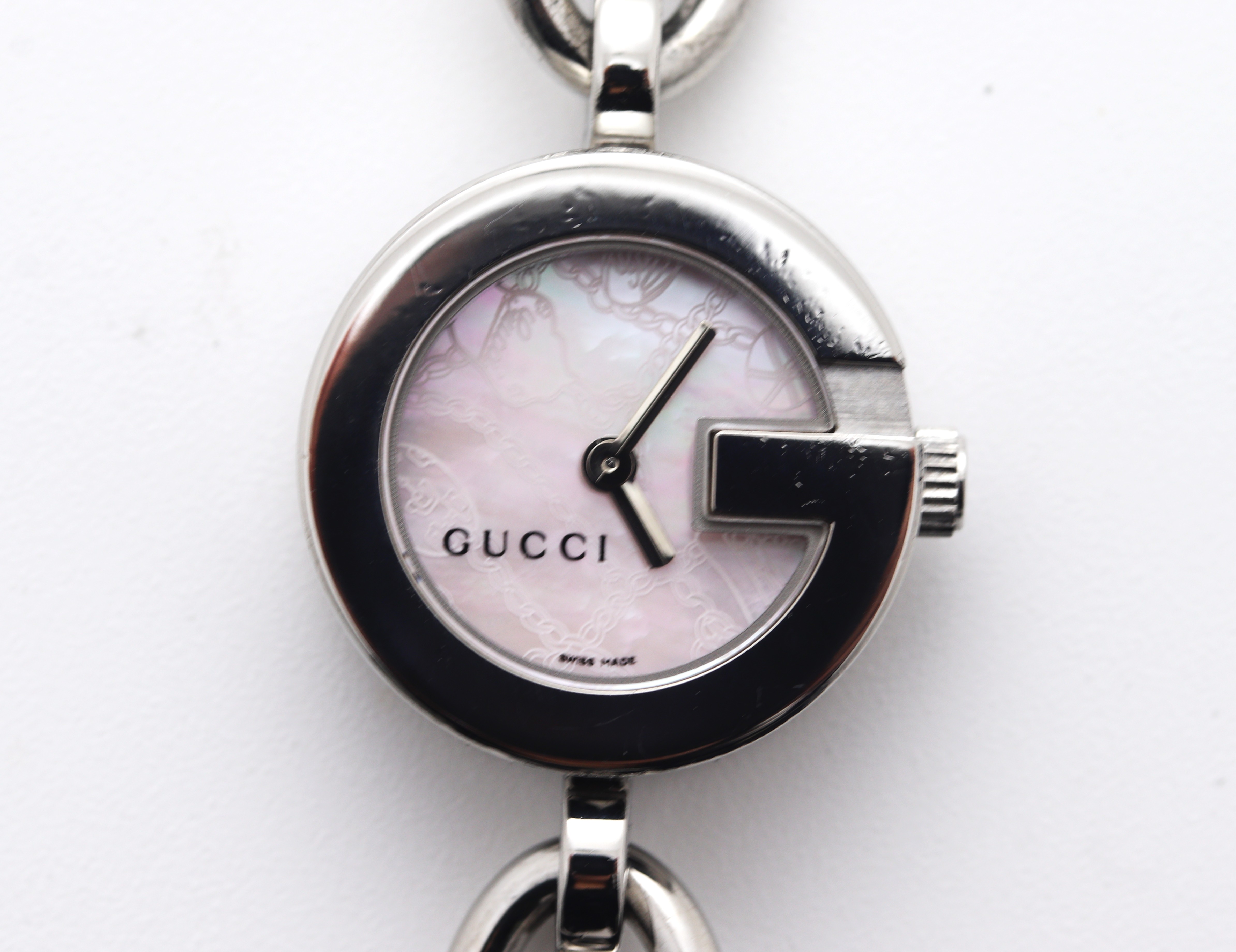 【未使用】GUCCI ブラック×シルバー スクエアスリムウォッチ GUCCI グッチ クオーツウォッチ 3600L ダイヤモンドベゼル SS