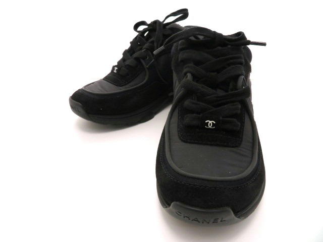 シャネル スニーカー レディース34 ブラック スウェード ファブリック 432 の購入なら 質 の大黒屋 公式