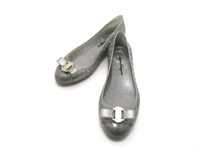 Salvatore Ferragamo フェラガモ ラバーパンプス シルバー リボン レディース6 432